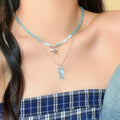 Blue Acrylic Beaded Fish Starfish Necklace For Women Vacation Layered Collarbone Jewelry view 1