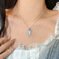Blue Acrylic Beaded Fish Starfish Necklace For Women Vacation Layered Collarbone Jewelry view 3