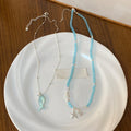 Blue Acrylic Beaded Fish Starfish Necklace For Women Vacation Layered Collarbone Jewelry view 4