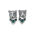 Vintage Court Style Rhinestone Cheetah Oval Pendant Drop Earrings For Women view 5