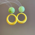 Forest Green Round Resin Stud Earrings With Silver Pins Minimalist Geometric Women's Jewelry view 2