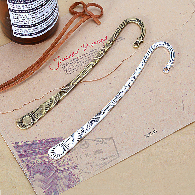 Vintage Sun Moon Star Alloy Hair Stick Bookmark 123x23mm