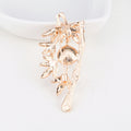 Green Enamel Leaf Branch Brooch With White Pearl And Gold Tone view 3