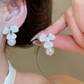 Rhinestone Enamel Flower Gradient Pendant Drop Earrings, Light Luxury Forest Style view 4