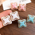 Vintage Alloy Enamel Star Flower Stud Earrings, Sweet Korean Style Everyday Jewelry view 4