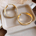 Minimalist Modern Iron Round Hoop Earrings With Silver Pins And Glossy Metal Finish view 2