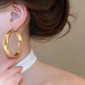 Minimalist Modern Iron Round Hoop Earrings With Silver Pins And Glossy Metal Finish view 3