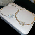 Old Money Style Copper Flower Choker Necklace With Sparkling Rhinestones For Women view 4