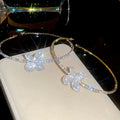 Old Money Style Copper Flower Choker Necklace With Sparkling Rhinestones For Women view 2