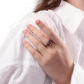 Sweet Cool Heart Four Prong Zircon Ring For Women, Niche Asian Style Romantic Fashion Jewelry view 3