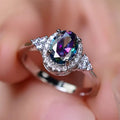 Colorful Niche Luxury Wax Set Ring With Oval Triangle Stones, Delicate Party Fashion Jewelry view 1