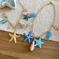 Old Money Style Iron Starfish Conch Necklace, Seaside Vacation Sweet Collarbone Jewelry view 4