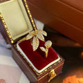 Resort Style Wax Set Zircon Open Ring For Women Korean Feather Banana Leaf Jewelry view 3