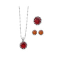 Copper Round Zircon Stud Earrings Ring Necklace Jewelry Set Elegant Court Style Evening Accessories view 5