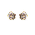 Luxury Vintage Flower Pearl Rhinestone Zircon Enamel Alloy Stud Earrings for Women Elegant Earrings view 5