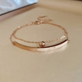 Stainless Steel Double Layer Letter Beaded Bracelet, Minimalist Geometric Line Fashion Jewelry view 4