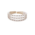 French Style Gold Plated Copper Open Bangle With Layered Rhinestone Pearl Vintage Design view 5