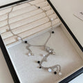 Sweet Cool Faux Pearl Crystal Beaded Tassel Saturn Pendant Clavicle Necklace For Women view 2