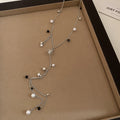 Sweet Cool Faux Pearl Crystal Beaded Tassel Saturn Pendant Clavicle Necklace For Women view 4