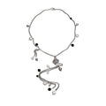 Sweet Cool Faux Pearl Crystal Beaded Tassel Saturn Pendant Clavicle Necklace For Women view 5