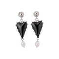 Vintage Style Resin Heart Pearl Stud Earrings With Silver Needles And Glossy Enamel Design view 5