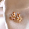 14K Gold Plated Copper Zircon Flower Stud Earrings For Women Fashion OL Elegant Jewelry view 3