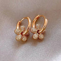 14K Gold Plated Copper Zircon Flower Stud Earrings For Women Fashion OL Elegant Jewelry view 1