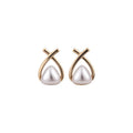 Light Luxury Cat Eye Stone Pearl Flower Geometric Stud Earrings With Silver Needle view 5