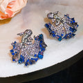 Sparkling Zircon Koi Carp Stud Earrings For Women, Vintage Copper Palace Style Luxury Jewelry view 3
