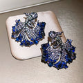 Sparkling Zircon Koi Carp Stud Earrings For Women, Vintage Copper Palace Style Luxury Jewelry view 1