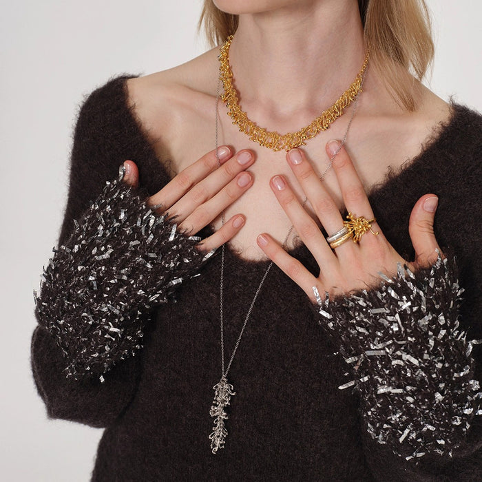 Light Luxury Alloy Geometric Irregular Tassel Collarbone Necklace Minimalist Fashion Jewelry