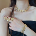 European American Alloy Conch Shell Jewelry Set With Ring Bracelet Earrings And Necklace view 4
