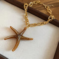 Old Money Bohemian Aluminum Starfish Conch Pendant Necklace Beach Vacation Collarbone Choker view 4