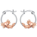 Cute Axolotl Earrings, Oil Painted Mexican Salamander Animal Design Fashion Jewelry view 1