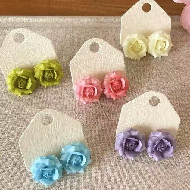 Sweet Resin Flower Drop Earrings With Silver Posts, Elegant Fresh Floral Dangle Ear Studs