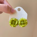 Sweet Resin Flower Drop Earrings With Silver Posts, Elegant Fresh Floral Dangle Ear Studs view 3
