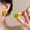 Sweet Resin Flower Drop Earrings With Silver Posts, Elegant Fresh Floral Dangle Ear Studs view 4