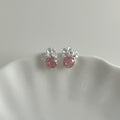 Silver Needle Zircon Flower Round Pendant Drop Earrings, Chic Versatile Niche Style view 2