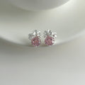 Silver Needle Zircon Flower Round Pendant Drop Earrings, Chic Versatile Niche Style view 4