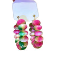 Rainbow Resin Round Beaded Hoop Earrings With Silver Pins, Forest Style Geometric Jewelry view 5