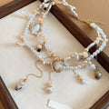 Double Layer Shell Faux Pearl Necklace For Women, Bohemian Old Money Geometric Collarbone Jewelry view 4