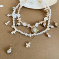 Double Layer Shell Faux Pearl Necklace For Women, Bohemian Old Money Geometric Collarbone Jewelry view 2
