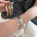 Modern Minimalist Iron Star Open Cuff Bangle For Women Fashion Versatile Statement Jewelry view 3