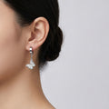 Elegant Silver Alloy Double Butterfly Pendant Hoop Clip Earrings For Women Fashion Light Luxury Earrings view 2