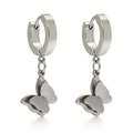 Elegant Silver Alloy Double Butterfly Pendant Hoop Clip Earrings For Women Fashion Light Luxury Earrings view 5