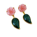 Vintage Resin Leaf Flower Stud Earrings, Pleated Palace Style Light Luxury Jewelry view 5
