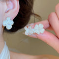 Light Luxury Copper Zircon Pearl Flower Stud Earrings Fresh Sweet Fashion Ear Jewelry view 2