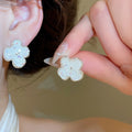 Light Luxury Copper Zircon Pearl Flower Stud Earrings Fresh Sweet Fashion Ear Jewelry view 4