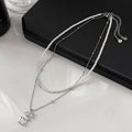 Light Luxury Copper Necklace With Zircon Geometric Square Bead Pendant And Pearl Choker Style view 2