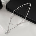 Light Luxury Copper Necklace With Zircon Geometric Square Bead Pendant And Pearl Choker Style view 4